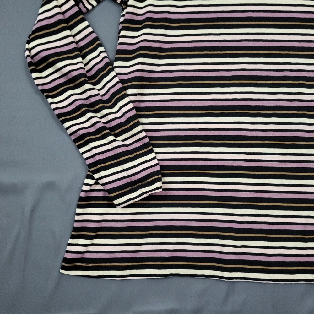 Ava & Viv Womens 1X Striped Long Sleeve Scoop Neck Tee Black Purple Pink NEW - Picture 13 of 14